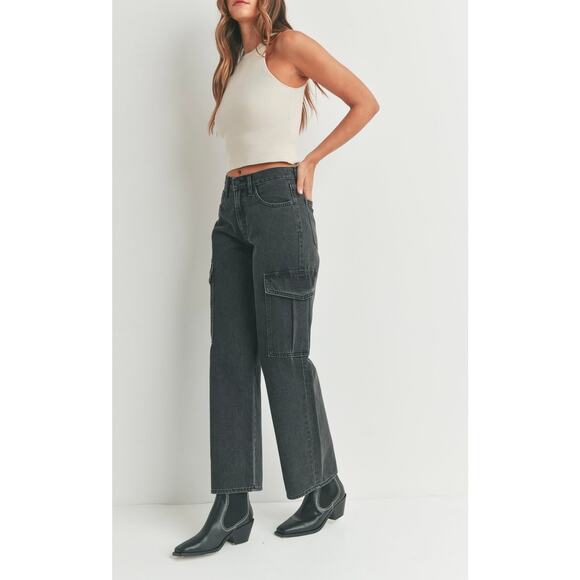 NWT JBD Just Black Denim -Tyler 7 Pocket Cargo Jeans Black SIZE 30 REG Price $89 - Picture 2 of 14